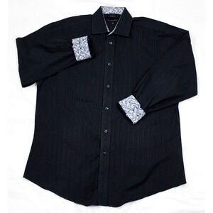 Jhane Barnes Slim Fit Mens‎ Long Sleeve Button Front Striped Shirt Size Large